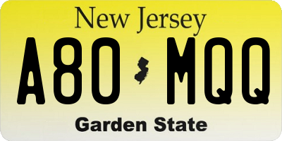 NJ license plate A80MQQ