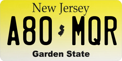 NJ license plate A80MQR
