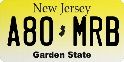 NJ license plate A80MRB
