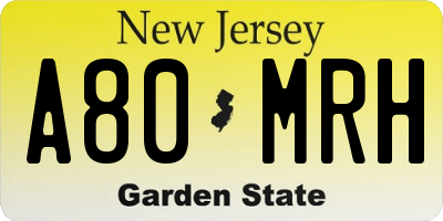 NJ license plate A80MRH