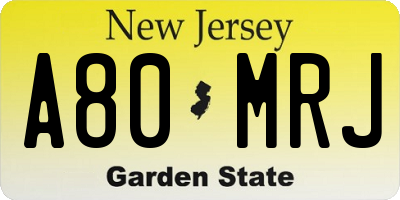 NJ license plate A80MRJ