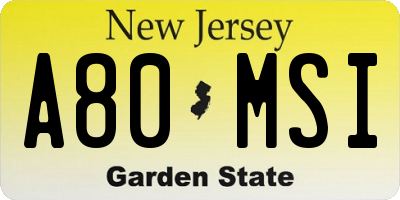 NJ license plate A80MSI