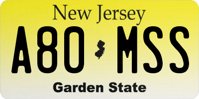 NJ license plate A80MSS