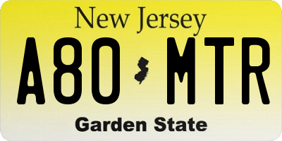 NJ license plate A80MTR