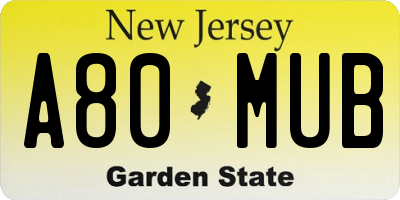 NJ license plate A80MUB