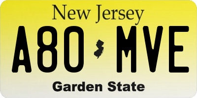 NJ license plate A80MVE