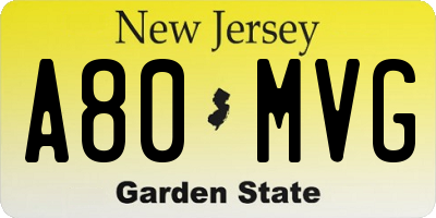 NJ license plate A80MVG