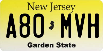 NJ license plate A80MVH