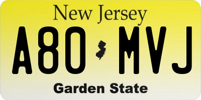 NJ license plate A80MVJ