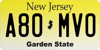 NJ license plate A80MVO
