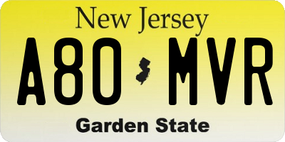 NJ license plate A80MVR