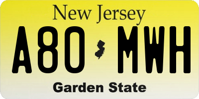 NJ license plate A80MWH