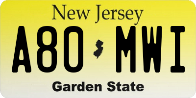 NJ license plate A80MWI