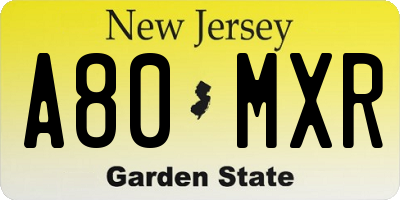NJ license plate A80MXR