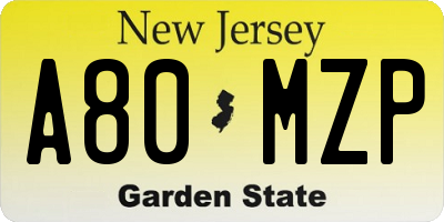 NJ license plate A80MZP