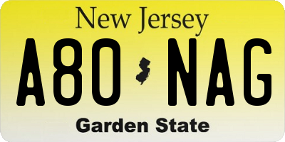 NJ license plate A80NAG