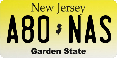 NJ license plate A80NAS