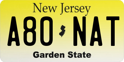 NJ license plate A80NAT