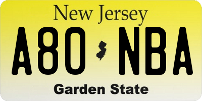 NJ license plate A80NBA