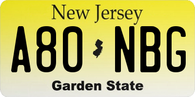 NJ license plate A80NBG