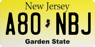 NJ license plate A80NBJ