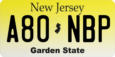NJ license plate A80NBP