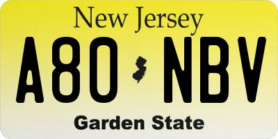 NJ license plate A80NBV