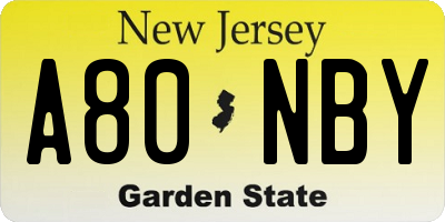 NJ license plate A80NBY