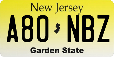NJ license plate A80NBZ