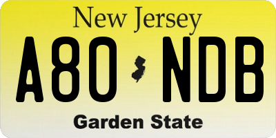 NJ license plate A80NDB