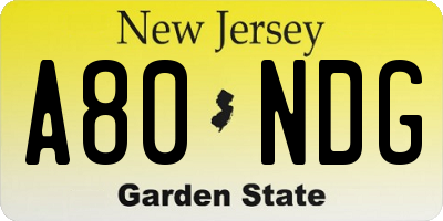 NJ license plate A80NDG