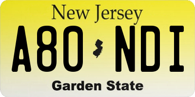 NJ license plate A80NDI