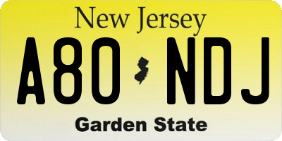 NJ license plate A80NDJ