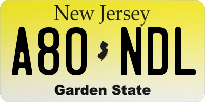 NJ license plate A80NDL