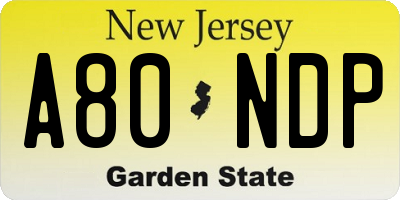 NJ license plate A80NDP