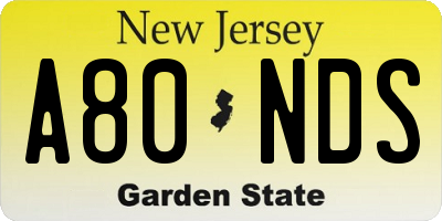 NJ license plate A80NDS