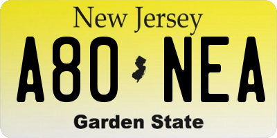 NJ license plate A80NEA