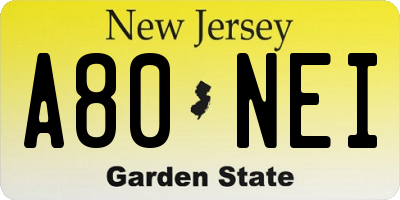 NJ license plate A80NEI