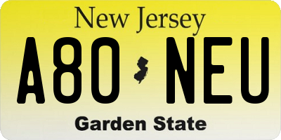 NJ license plate A80NEU
