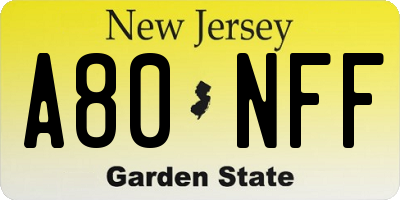 NJ license plate A80NFF