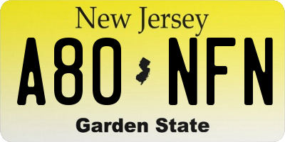 NJ license plate A80NFN
