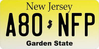 NJ license plate A80NFP