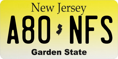 NJ license plate A80NFS