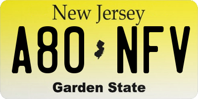 NJ license plate A80NFV