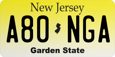 NJ license plate A80NGA