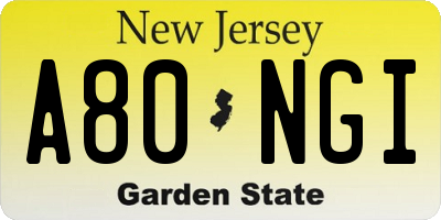 NJ license plate A80NGI
