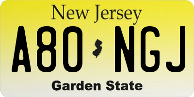NJ license plate A80NGJ