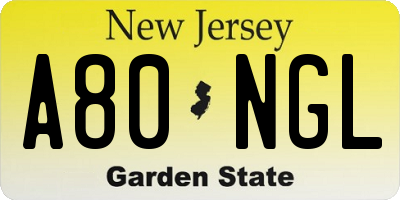 NJ license plate A80NGL