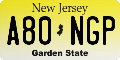 NJ license plate A80NGP