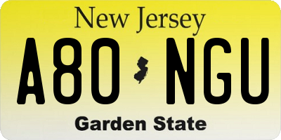 NJ license plate A80NGU